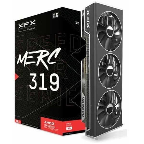 XFX Speedster MERC319 Radeon Carte Graphique de Jeu RX 7800 XT Noir Carte avec 16 Go GDDR6