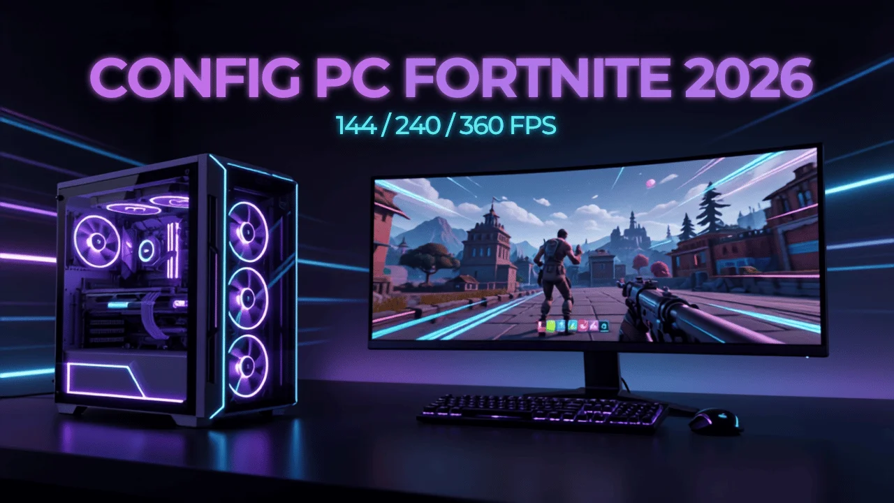 config pc fortnite 2026 - comparatif setups 144 240 360 fps